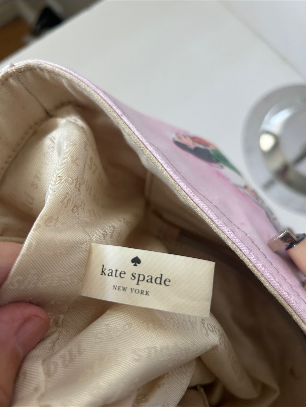 kate spade Ooh La La Pink Leather Illustrated Tote Bag Boho Rare Only $100!!! - Picture 15 of 16